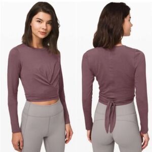 Lululemon Time to Restore Long Sleeve tie Antique Bark (purple) W3DCYS size 8